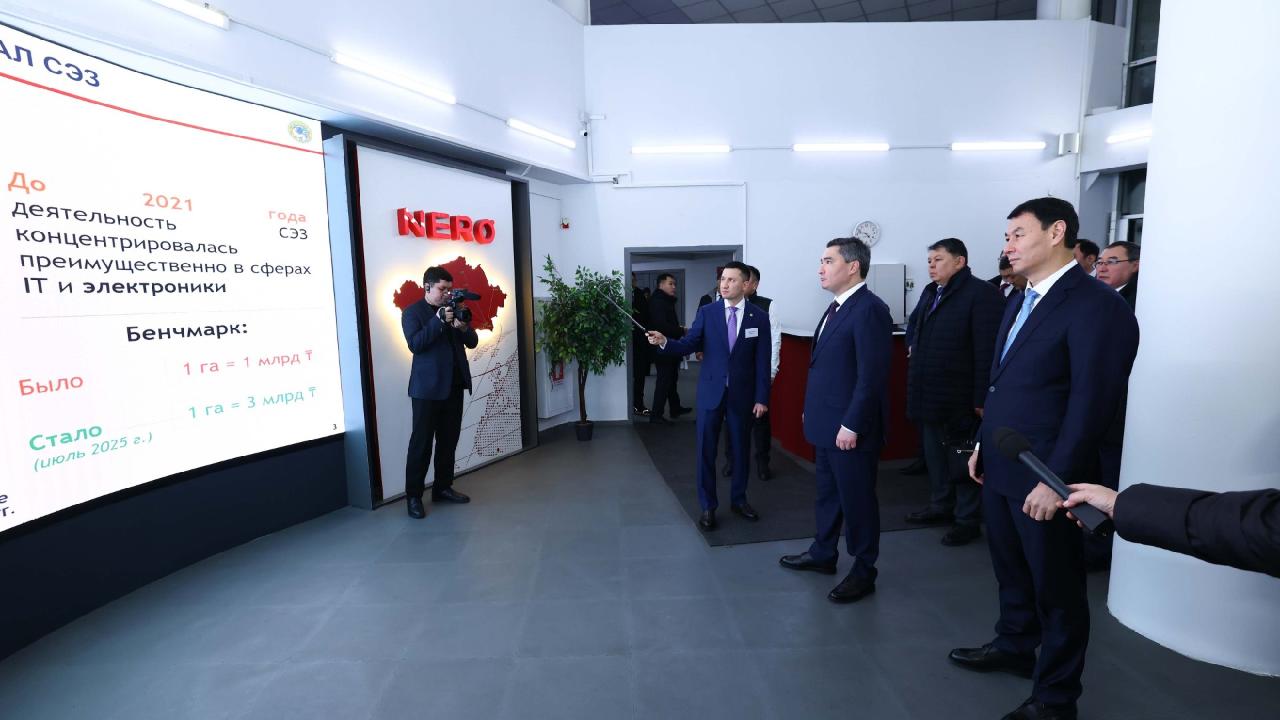 Олжас Бектенов проверил исполнение поручений Президента по развитию высокотехнологичных производств на территории СЭЗ «ПИТ «Алатау» в Алматы